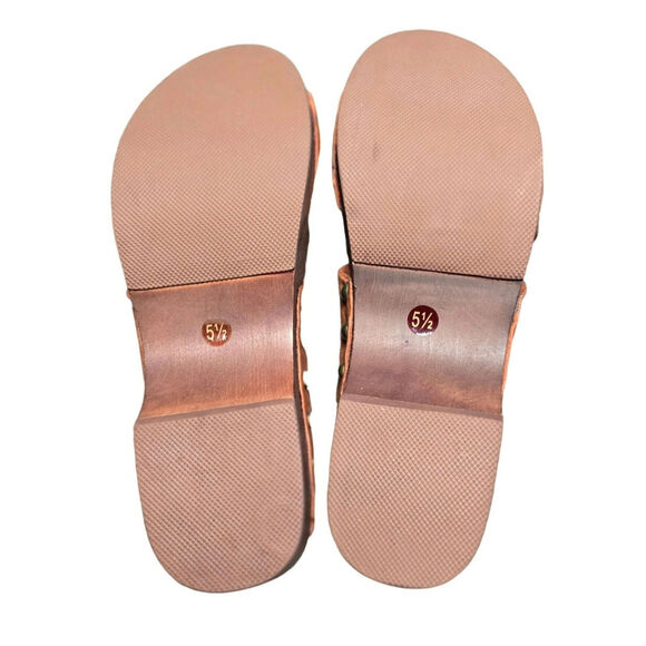 Kelsi Dagger Brooklyn Slide Platform sandals size 5 1/2 Retro Faux Wood look - Picture 4 of 4